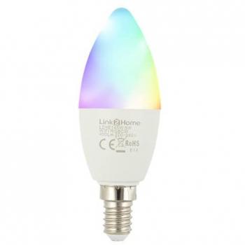 Link2Home E14 Dimmable Opal Candle LED Bulb, Wi-Fi, 400 lm, 5W, White + RGB