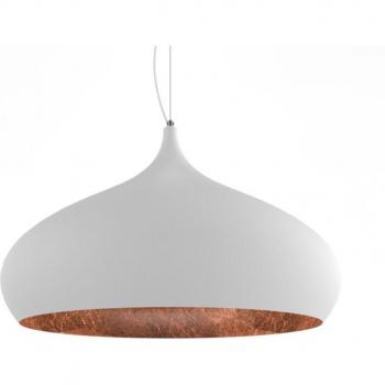 Calice Sospensione Lumicom 1X E27 60 cm Bianco Opaco con Foglia Rame