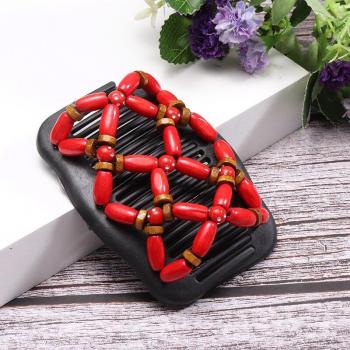 Dual Insert Elastic Hair Comb Clip for Women