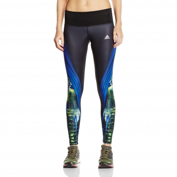 Adidas, Leggings da Allenamento Techfit, Nero (Schwarz/Blau)