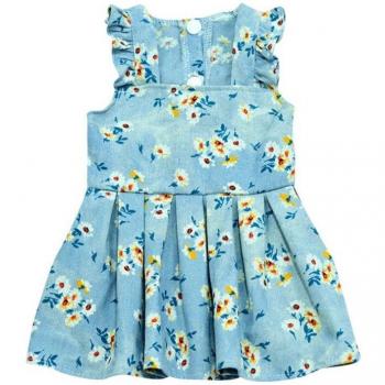 Floral Denim Dog Skirt Dress for Small Dogs and Cats