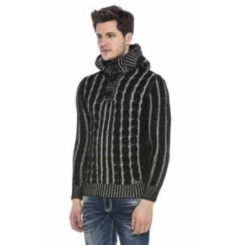 CIPO & BAXX Basic Strickpullover mit Kapuze – XL, schwarz, für Herren