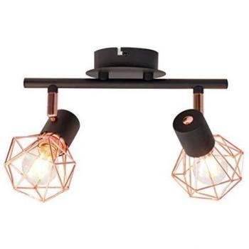 VidaXL 2-Spot Ceiling Light E14 Black and Copper