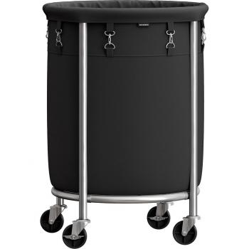 Wäschekorb mit Rollen, 110 L, Schwarz/Silber, Stahlrahmen