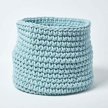 Panier Rond en Tricot Bleu Pastel 42 cm