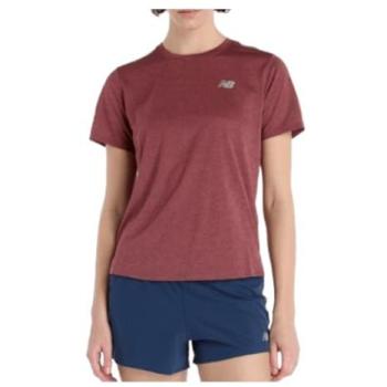 New Balance T-shirt athlétique féminin – Rouge, poly jersey, M