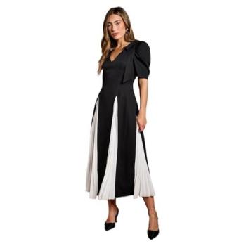 Sea Breeze Godet‑Framed Crepe Maxi in Mono