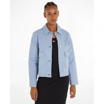 Tommy Jeans Cropped Jacke in Hellblau – Retro-Design