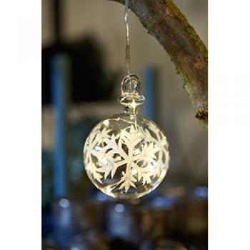 Sirius Leuchtkugel „Snowflake“ – 7,5 cm, 5 LED, Akku‑Stromversorgung