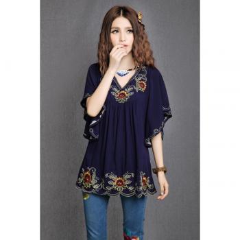 Plus Size Floral Embroidered Maternity Top