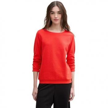 Tom Tailor Damen Sweatshirt Baumwolle Bio – Rot M