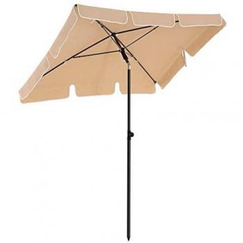 SONGMICS Knickbarer Gartenschirm, 180 x 125 cm, UV-Schutz bis UPF 50+, Taupe