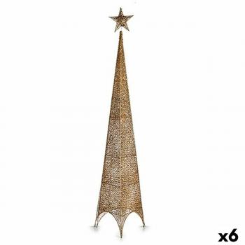 Torre Navideña Estrella Dorada 34×154×34 cm, 6 unidades en Metal y Plástico