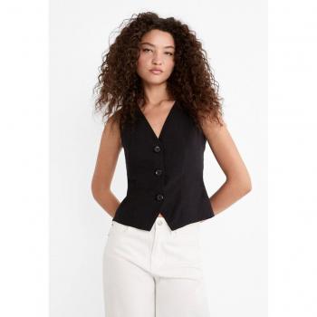 Stradivarius Damen‑Weste in Schwarz mit Rückenausschnitt, XL