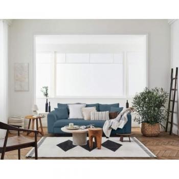 Canapé Rune 3 places en tissu bouclette bleu nuit
