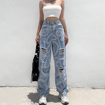 Baggy jeans 90s con estampado para mujer