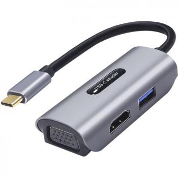 Type-C to HDMI and VGA with USB 3.0 Output Cable