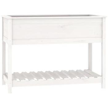 Vaso Aiuola Rialzata Piante Fiori Terrazza Giardino con Ripiano 111,5x54x81 cm Legno Massiccio di Pino