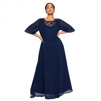 Abendkleid SHEEGO aus Chiffon, marine, große Größen, Gr. 54