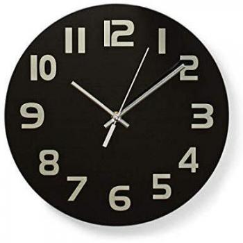 Nedis Wanduhr | Durchmesser: 300 mm | Glas Schwarz