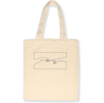 Creation Hands Line Art Girls Tote Bag