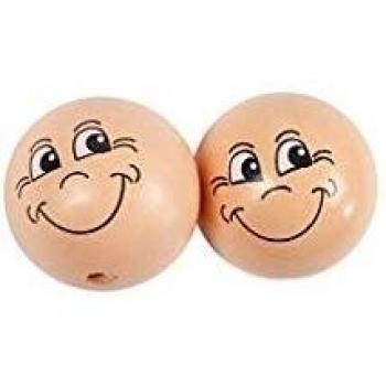 Boules smiley en bois, diamètre 30 mm, 10 pièces