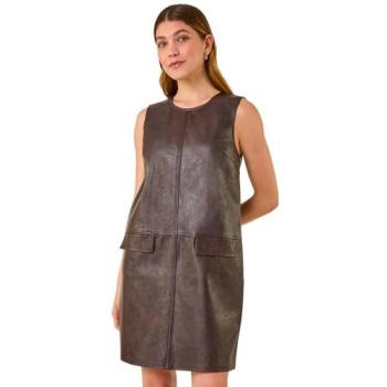 Robe Roman Marron A-Ligne avec Poches