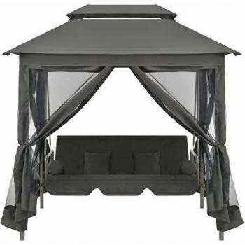 VidaXL Balancelle convertible à auvent Gris 220x160x240 cm Acier