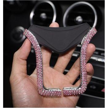 Accesorio de Coche: Soporte de Teléfono Universal en Forma de U con Detalles de Diamante