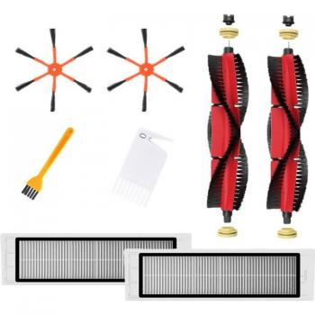 Set de rechange brosses et filtres robot aspirateur Xiaomi / Roborock (brosses principales, latérales orange 6 bras, filtres)
