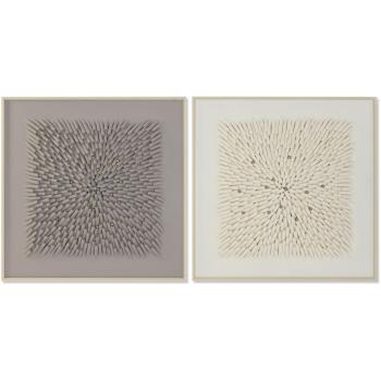 Tableau Moderne Beige et Gris 100x100 cm