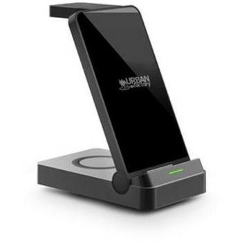 Urban Factory Caricatore Multifunzione Powee Pro 22,5 W, Supporto Incluso, Nero