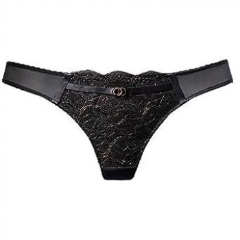 Damen‑String LASCANA in Schwarz-Bronzefarben, Mesh-Größe 36/38