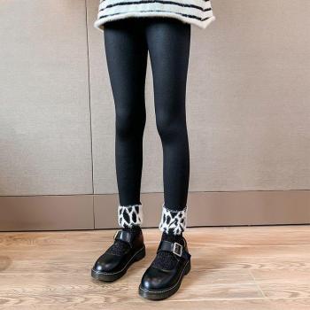 Schwarze Faux Leder Leggings mit Leopardenprint