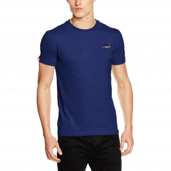 Superdry Herren T-Shirt Label Vintage EMB Tee, Blau, Small
