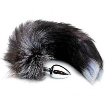 Plug Anal Queue de Renard S Black & White Fox Tail