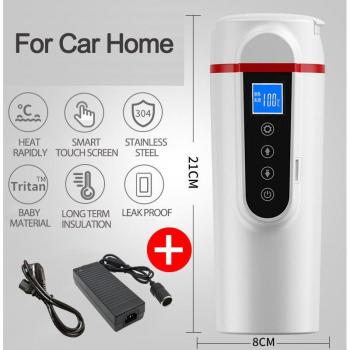 Tragbarer Edelstahl-Wasserkocher mit Heizfunktion und LCD-Anzeige fürs Auto, 420ml, 12V/24V