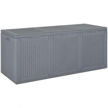 Coffre de jardin gris PP rotin 270 L