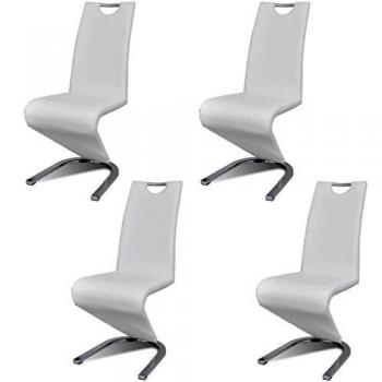 Sillas de comedor modernas 4 pcs, cuero sintético blanco