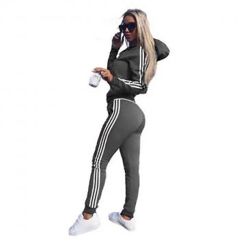 Set athleisure para mujer – hoodie gris y pantalón de track (UK 6-8)