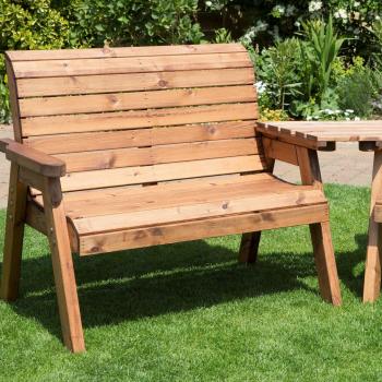 Hand Made 3 Seater Rustic Wooden Garden Furniture Set with Angled Tray