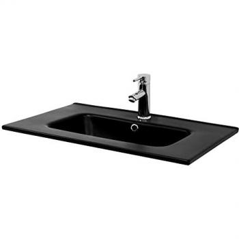 Eckiges Waschbecken in Schwarz matt 71 × 18 × 47 cm – Keramik ML‑Design