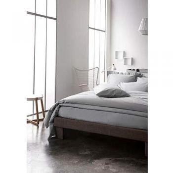 Drap plat en coton 57 fils, 180 x 290 cm, Gris clair