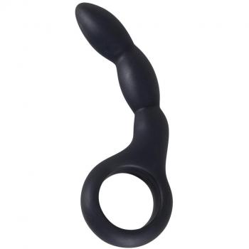 Dildo Anale con Anello in Silicone Nero
