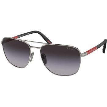 Prada Linea Rossa Uomo PS 54ZS 5AV09U Occhiali da sole Acciaio Grigio Grigio Rotonda Normale Sfumato