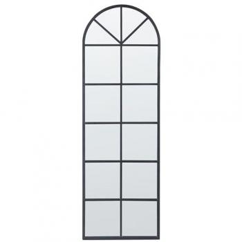 Miroir en métal noir à bord de fenêtre semi‑cercle – 40 × 120 cm – Beliani