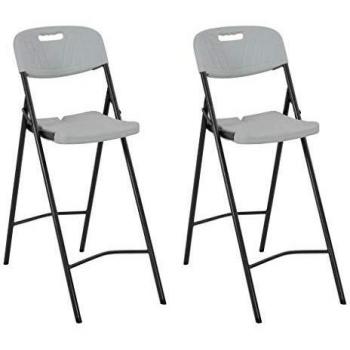 Chaises de Bar Pliables en PEHD et Acier Blanc