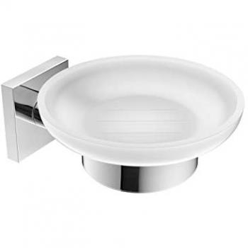 Porta Sapone a Parete Hotel Maison in Acciaio Cromato e Vetro Satinato 11 cm x 5.5 cm