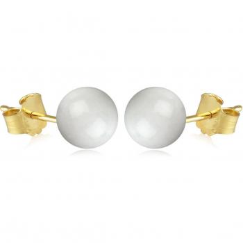 Boucles plaqué or 'Mineralia' en agate blanche