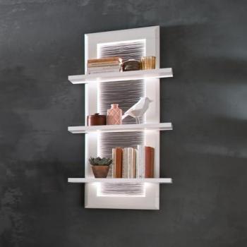 Lomadox Wandregal ALIA-05, modern, weiß matt, Rückwand anthrazit, mit Beleuchtung